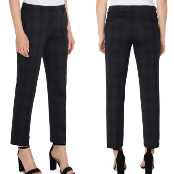 Theory Women’s Plaid Wool Blend Dress Pants Size 2 Blue 29” Inseam - Picture 1 of 5